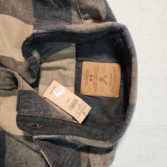 NWT American Eagle Flannel Shirt Men's Medium Buffalo Check Plaid Button Up - Picture 11 of 13